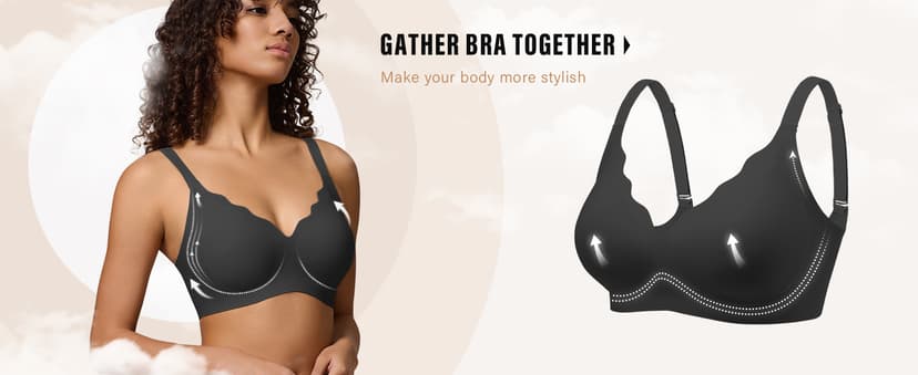 Wireless Seamless Jelly Bra for Women with Support - No Underwire Full Coverage Push Up Bras for Women