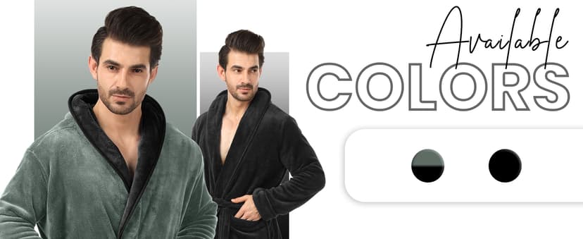 NY Threads Men's Hooded Fleece Bathrobe Plush Long Spa Robe