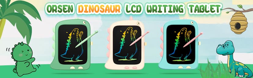 ORSEN 8.5 Inch LCD Doodle Board Tablet Toy - Green Dinosaur Drawing Pad for Kids 2-6 Years Old - Christmas and Birthday Gifts