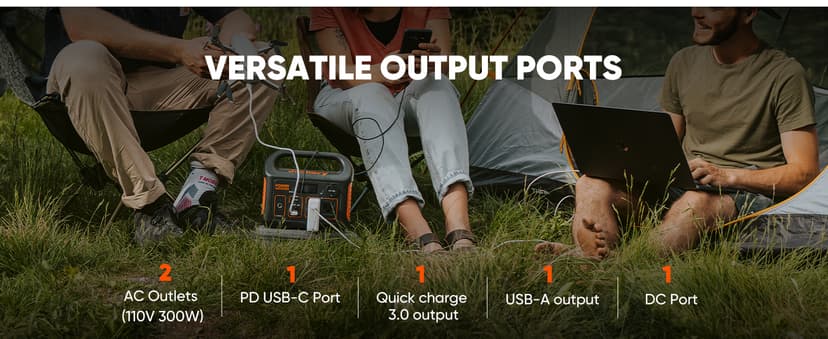 Jackery Solar Generator 300, 293Wh Backup Lithium Battery with 1XSolar Panel SolarSaga 100W, 110V/300W Pure Sine Wave AC Outlet for RV Outdoors Camping Travel Blackout