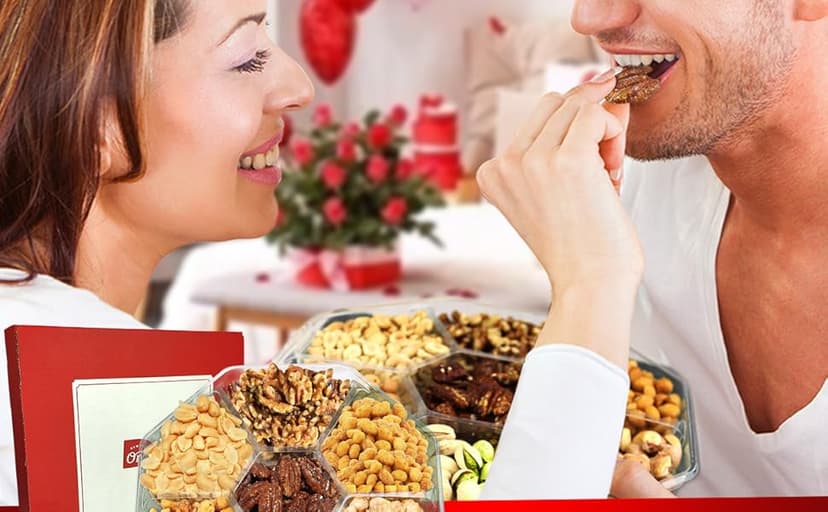 Holiday Nuts gift Basket - Delicious Mixed Cravings Gourmet Collection, Features 7 Sectional Platter with Freshly Roasted Nuts, Christmas Gift Basket for Men and Women.