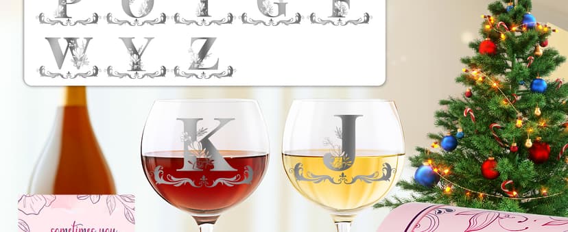 Personalized Monogram Gifts for Women - Customized Initial A-Z Wine Glass, Unique Christmas Birthday Gifts for Her, Mom, Wife, Sister, Daughter, Friend (Letter L)