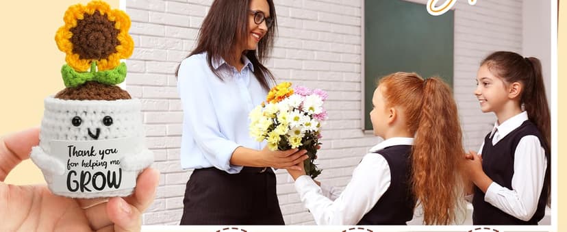 MBL Sunflower Christmas for Women Teacher - Thank You Appreciation Emotional Inspirational Support Crochet Sunflowers Gifts for Men Coworker Boss Lady Friend Thanksgiving Retirement Stocking Stuffers