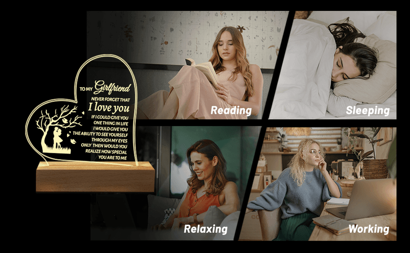 Hiipeenow Valentines Day Gifts for Girlfriend, to My Girlfriend Acrylic Engraved Night Light 15 * 19CM Presents, Birthday Anniversary Christmas Valentines Day Gifts for Girlfriend