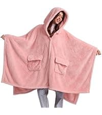 Bedsure Wearable Blanket Hoodie, Long Hooded Blanket Sweatshirt as Birthday Gifts for Women, Cozy Sherpa Hoodie for Adult, Standard, Grey