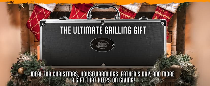 Kaluns Grilling Accessories, Birthday Gifts for Men Grilling Gifts, Heavy Duty Stainless Steel BBQ Grill Tools Set for Outdoor Grill with Aluminum Case and Apron, Husband Dad Gifts for Christmas