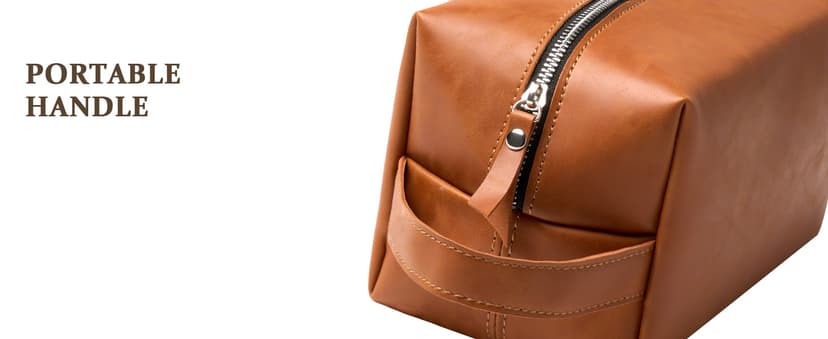 Mens Toiletry Bag Personalized Easter Fathers Day Birthday Gifts for Men Him Initial PU Leather Waterproof Shaving Bag for Toiletries Accessories Travel Essential for Dad Husband Boyfriend (M)