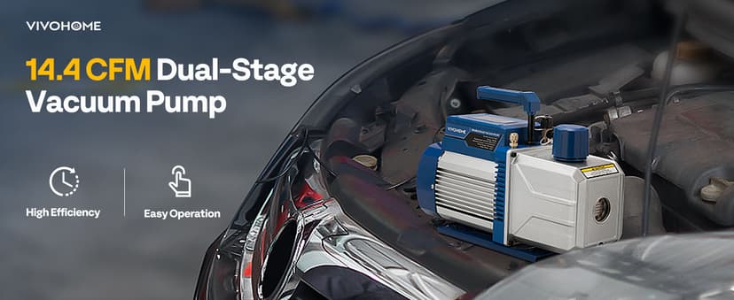 VIVOHOME 1.5 HP 14.4 CFM 2 Stage HVAC Vacuum Pump for R134a R12 R22 R502 R410a Systems, Auto AC Vacuum Pump for Automotive Air Conditioner Refrigeration Maintenance with 2 Oil Bottles