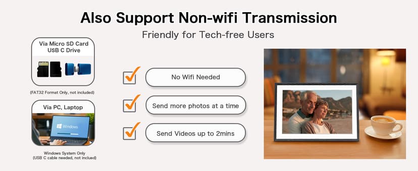 Digital Picture Frame, 10.1'' Frameo Digital Frame Wifi, 32GB Memory, 1280*800 HD Touch Screen Digital Photo Frame, Wall Mountable, Auto-Rotate, Share Instantly, Wedding, Birthday Gifts for Women, Mom