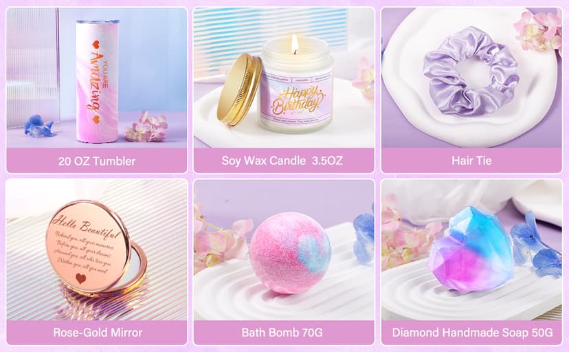 Happy Birthday Gifts for Women, Best Friend Birthday Gifts Basket for Girls Her Daughter Niece Granddaughter Female Sister Mom Coworker, Spa Gift Basket for Women