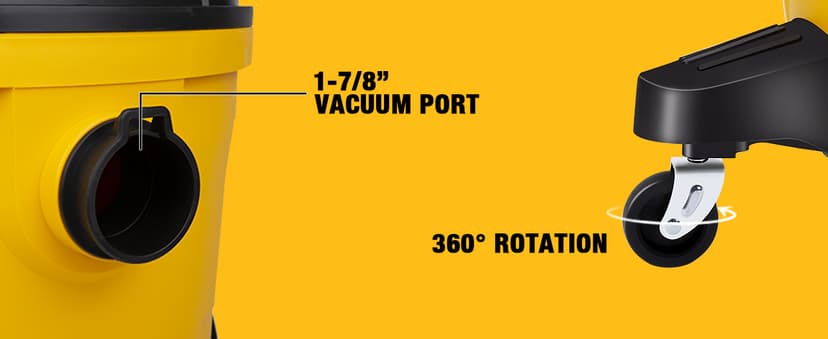DEWALT DXV06PZ 4 Peak HP Shop Vacuums Wet/Dry, 6 Gallon Poly Wet/Dry Vac, Heavy-Duty Shop Vacuum with Blower Function Yellow+Black