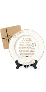 25th Anniversary Plate with Platinum Foil - Silver 25 Year Marriage Anniversary Wedding Gifts for Couple Her Him Husband Wife, 9"