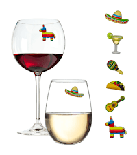 Simply Charmed Christmas Wine Glass Charms - Set of 6 Magnetic Drink Markers Great for Stemless Glasses - Winter Holiday Hostess Gift