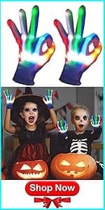 Kids Toys 12 Colors LED Gloves Cool Toys Gifts for Age 3-5 6-8 Years Old Boys Girls Halloween Costumes Light Up Gloves Stocking Stuffers Christmas Birthday Parties Gifts (1 Pairs S)