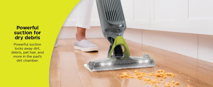 Shark VACMOP Cordless Hard Floor Cleaner, Vacuum and Spray Mop, Powerful Suction, Lightweight, LED Headlights, Includes 4 Disposable Pads, 12oz Multi-surface Cleaning Solution, Gray, VM252