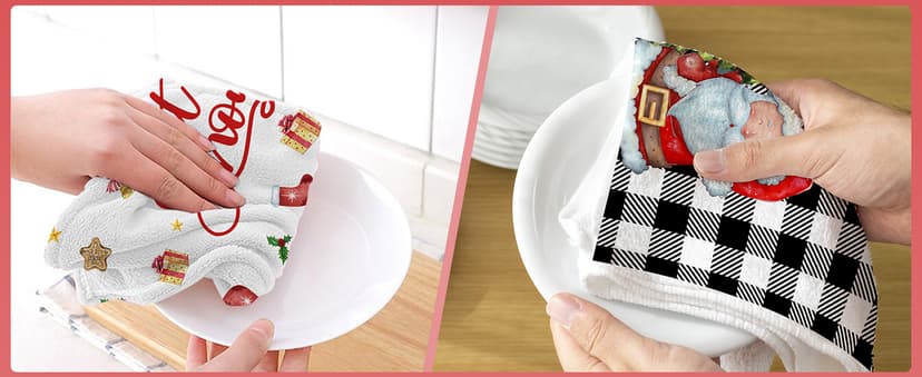 pinatas Christmas Kitchen Towels, Christmas Hand Towels Bathroom, Xmas Kitchen Decor, Black Buffalo Plaid Dish Towel Set of 4, Xmas Housewarming Gifts