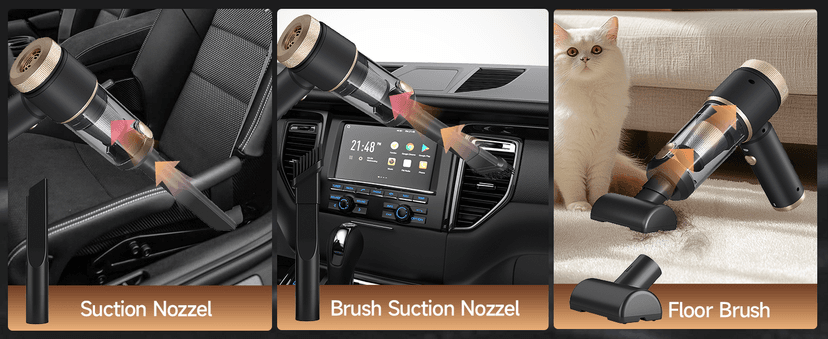 7 in 1 Car Vacuum Portable Cordless ,16000PA Strong Suction Handheld Car Cleaner With Dual HEPA Filters,LED Light,Type-C Charging Mini Vacuum, One-Click Empty Compact For Home Cleaning and Office