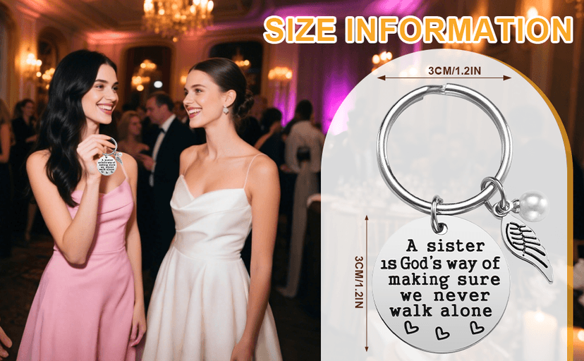 Sister Gift - A Sister is God's Way of Making Sure We Never Walk Alone KeychainJewelry Christmas Birthday Gifts for Sisters from Sisters