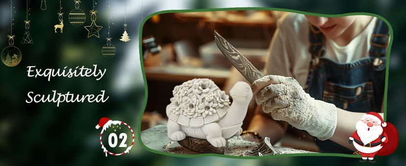 Nacome Solar Garden Outdoor Statues Turtle with Succulent and 7 LED Lights - Lawn Decor Tortoise Statue for Patio, Balcony, Yard Ornament - Unique Housewarming Gifts