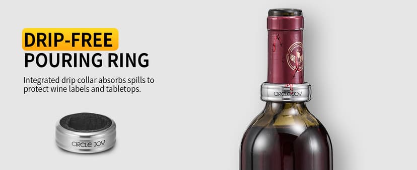 CIRCLE JOY Rechargeable Electric Wine Opener Set 8-in-1 Stainless Steel Automatic Wine Bottle Opener Gift Set w/Electric Wine Aerator Pourer, Foil Cutter, Wine Drip Ring, Vacuum Pump & 2 Wine Stoppers