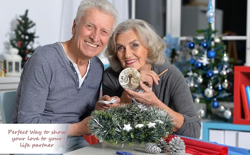 50th Wedding Anniversary Ornament - Ceramic Christmas Ornament Gift for Couple, Parents, Friend - 50th Anniversary Present Holiday Decoration