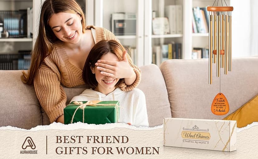Aurahouse Best Friend Birthday Gifts for Women, Friendship Wind Chimes Gifts for Best Friend Woman Men Long Distance, Bestie Friend Birthday Gift for Women Friendship, Friendsgiving Gift