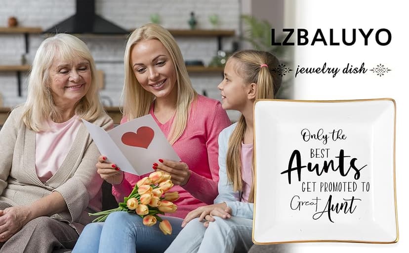 Aunt Gifts: Trinket Dish Ring Holder for Aunts' Christmas, Birthdays, Mother's Day, Valentine's Day, Thanksgiving, Xmas, Weddings