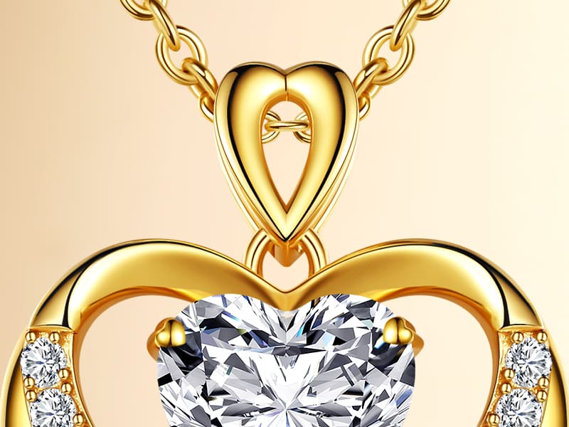 2-3 Ct Moissanite Double Heart Pendant Necklaces for Wife, 18K Gold Plated S925 Silver Jewelry for Women Girlfriend Mom Her on Anniversary Birthday