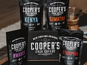 Gourmet Coffee Sampler Gift Box Set, Roasted Coffee Ground, Sumatra Dark, Kenya AA Medium-Dark, Rwanda Medium, Natural Ethiopian Light, Ground, 4 Bags, 16 oz Total