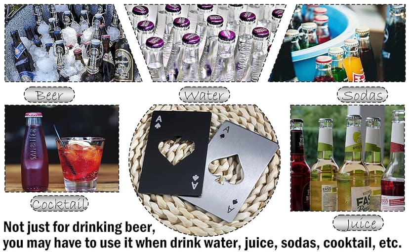 Wine Bottle Opener Stainless Steel Credit Card Size Casino Beer Bottle Opener Cap Opener for Your Wallet Wedding Party Groomsmen Bridesmaid Gifts 6 Pcs (Black)