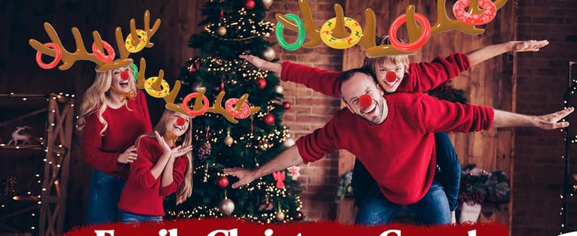 Christmas Games Decorations, Inflatable Reindeer Antler Ring Toss Game, Stocking Stuffers for Men Women Kids Teens Adults, Christmas Party Games Fun Xmas Gifts Carnival Holiday Family