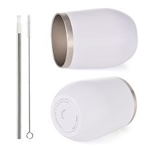 Wedding Anniversary for Couple Friend Lovers Cups Stainless Steel Wine Tumbler Travel Mug with Straw and Lid,2 Pack (4.blackwhite)