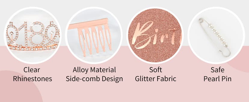 Crown and Pearl Pin Set for 18th Birthday - It's My 18th Birthday Sash, Tiara, Cake Topper, Decorations and Gift for Her