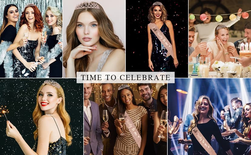 30th Birthday Sash & Tiara Kit- Happy 30th Birthday Decorations for Her 30th Gifts for Women (rose gold)