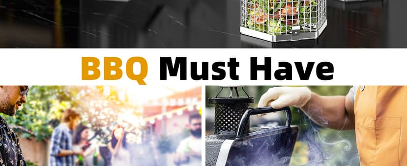 Rolling Grill Basket, Removable Wooden Handle, 304 Stainless Steel, Nesting Grilling Tools, Smoker BBQ Accessories for Vegetable, Outdoor Cooking Camping, Birthday Gifts for Men Dad Husband