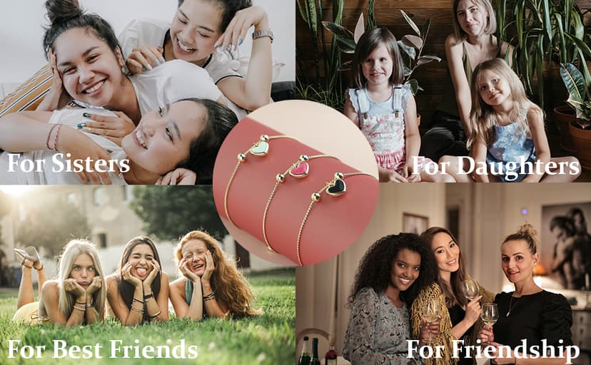 SmileBelle Christmas Gifts Best Friendship Bracelets for 2/3 Sisters Bracelets, Best Friend for Women 14K Gold Adjustable Besties Matching Bracelet, Friends Jewelry Stocking Stuffer for Women Girl