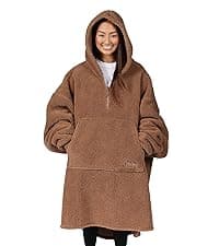 THE COMFY Original | Sherpa Lined Microfiber Fleece Wearable Blanket, Oversized Design with Hood and Pocket from Shark Tank