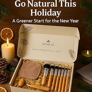 Eco Friendly Unique Natural Gift Beauty Set – Bamboo Makeup Brushes, Vegan Bamboo Roller & Soft Face Towel – Organic Self-Care Box for Women & Teens, Perfect Birthday , Holiday Present”