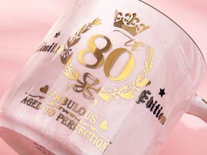 Biching 80th Birthday Gifts for Women, 14oz Pink Coffee Mug with Gold Pattern, Best Gifts for 80 Year Old Grandma, Mom, Sister, Friend, Fabulous 80 Limited Edition, 1943 Birthday Gifts for Women.