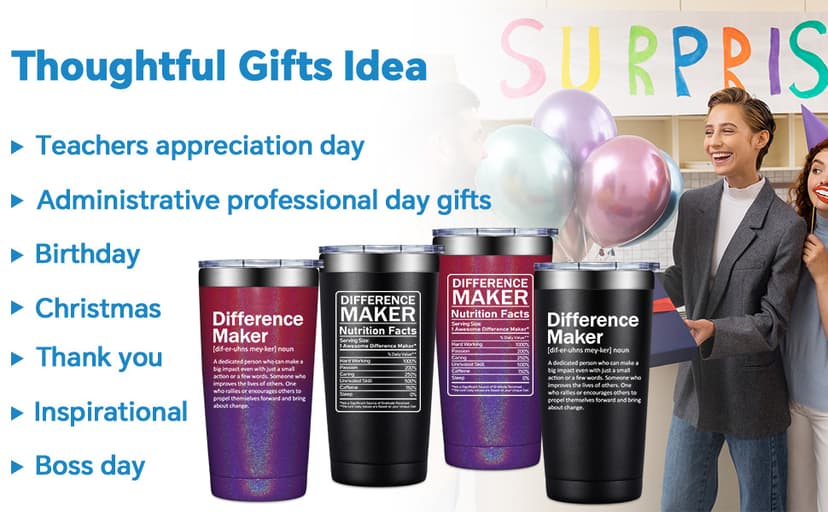 Grifarny Difference Maker Definition Tumbler Mug - Thank You Gifts for Men, Women - Appreciation, Inspirational Gifts for Boss, Employee, Teachers, Assistant Principal, Coworkers