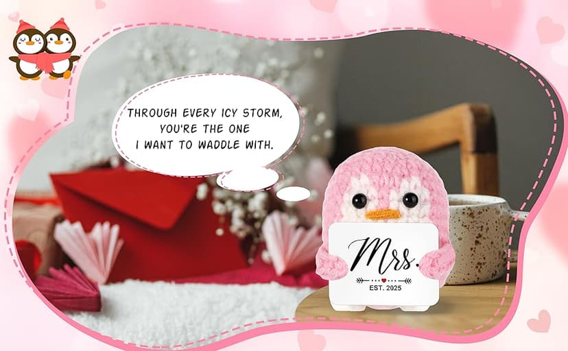 QUPT Wedding Gifts, Mr and Mrs Gift Penguin 2025, Bridal Shower Gifts, Wedding Present for Couples 2025, Just Married Gift for Newlywed Couple, Bride, Penguin Doll Mr and Mrs Present