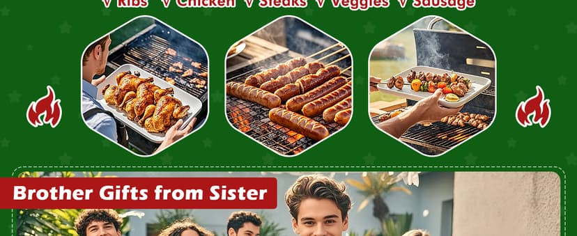 Brother Gifts for Birthday Christmas Valentines Day Fathers Day,Funny BBQ Grilling Platter with Apron Set Gifts for Little Big Adult Brother in Law from Sister