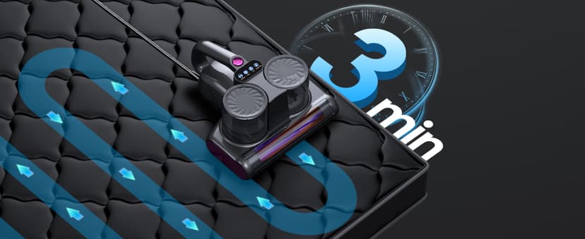 Mattress Vacuum Bed Vacuum Cleaner 16Kpa Suction 253.7nm UV-C Light, 140°F Heated Air, 30000 RPM Brushroll, Ultrasonic, HEPA Filter, Handheld Vacuums for Carpet/Sofa, 500W Corded, (Dark Gray)