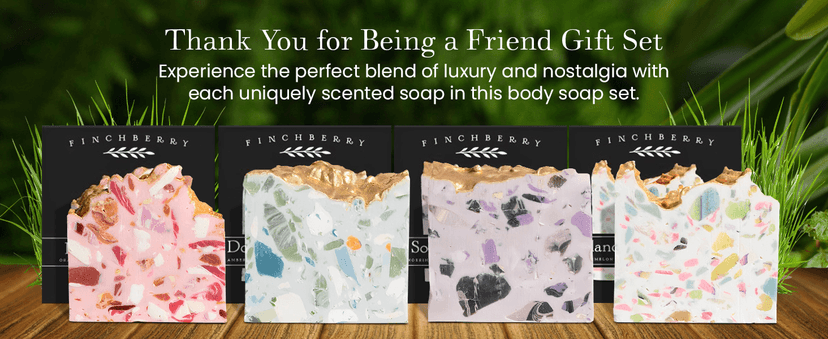 FinchBerry Thank You for Being a Friend Gift Set – Best Friends & Friendship Gifts for Women & Men – Includes 4 Handmade Natural Bar Soaps (4.5 oz Each)