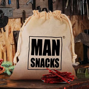 ManSnacks Deluxe Jerky & Nuts Gift Basket for Men - 28 pc - Large Variety of Beef Jerky Sticks, Pepperoni Sticks, Cheese Stick, Almonds, Peanuts & Pistachios, in a Manly Gift Bag