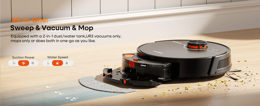 Robot Vacuum and Mop Combo,Lidar Navigation Robotic Vacuum Cleaner with 3.5L Self Emptying Station,5000Pa Vacuum Robot,180mins Runtime,No-Go&No-Mop Zones,App/Alexa/Remote Control,UR3