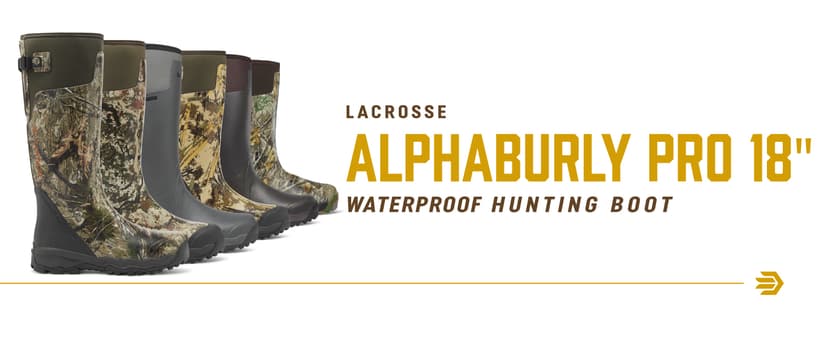 LaCrosse Alphaburly Pro 18" Hunting Boots for Men Featuring Waterproof Rubber, Adjustable Gusset, and EVA Footbed
