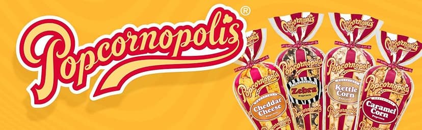 Popcornopolis Gourmet Popcorn Cone Variety Pack – Zebra, Cheddar Cheese, Caramel & Kettle Corn Popcorn, Great for Gifting & Sharing (12-Count)