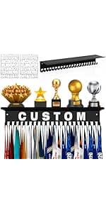 Moxweyeni Race Medal and Bib Display Medal Hanger Running Bib Holder Wall Mounted Hanging Rack Stands Gifts for Runners