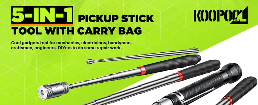 Telescoping Magnetic Pickup Tool Set, Inspection Mirror Telescoping, LED Flashlight, Cool Gadgets for Men, Gifts for Dad, Husband, Kids, Boyfriend, Magnet Stick